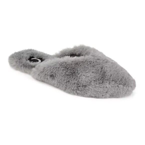 Journee Collection Womens Sundown Faux Fur Cozy Slide Slippers Gray Size 7M - Picture 1 of 3